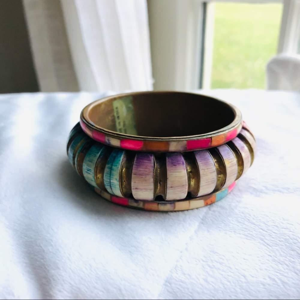 Vintage > Boho India Brass Bone Ombre Bangle Bracelet